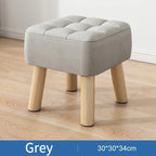 Ottoman Pouf | Padded Soft Linen Seat & Non-Slip Wooden Legs | Small & Medium