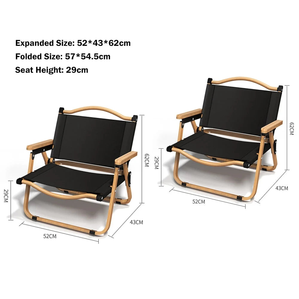 Outdoor Chair | Foldable & Lightweight Oxford Fabric | Beech Wood Armrests
