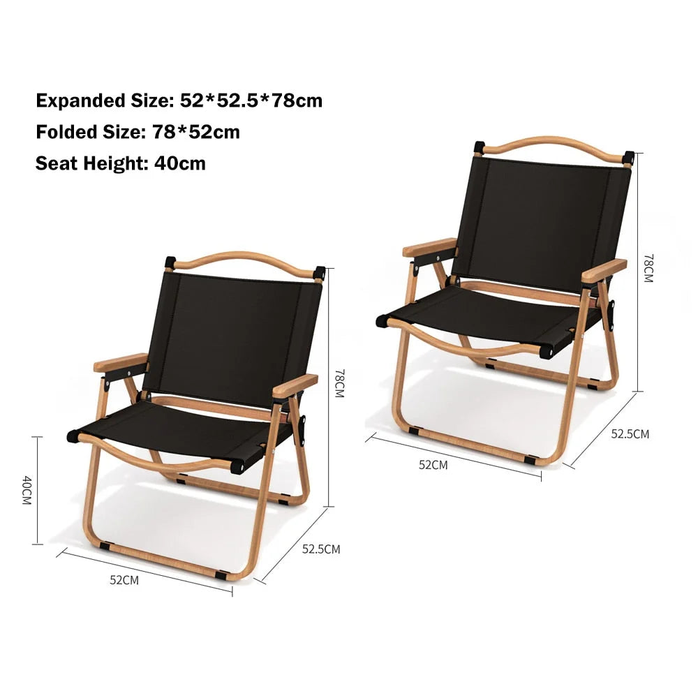 Outdoor Chair | Foldable & Lightweight Oxford Fabric | Beech Wood Armrests