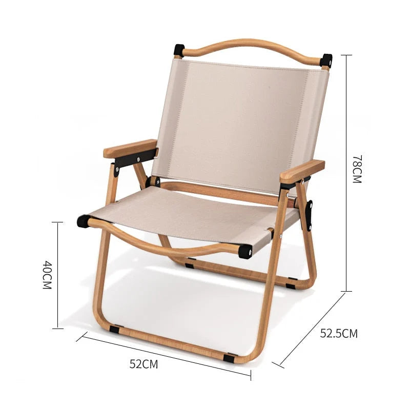 Outdoor Chair | Foldable & Lightweight Oxford Fabric | Beech Wood Armrests