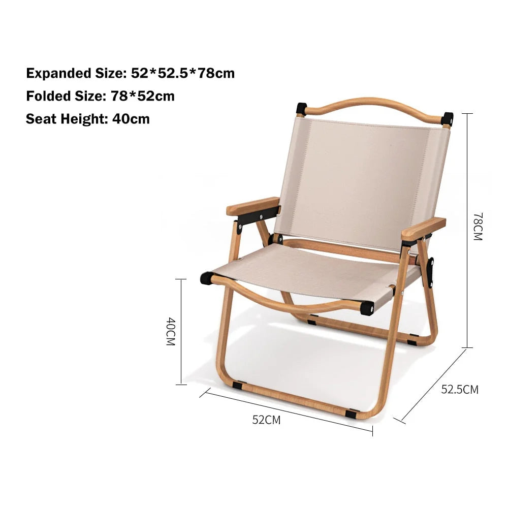 Outdoor Chair | Foldable & Lightweight Oxford Fabric | Beech Wood Armrests