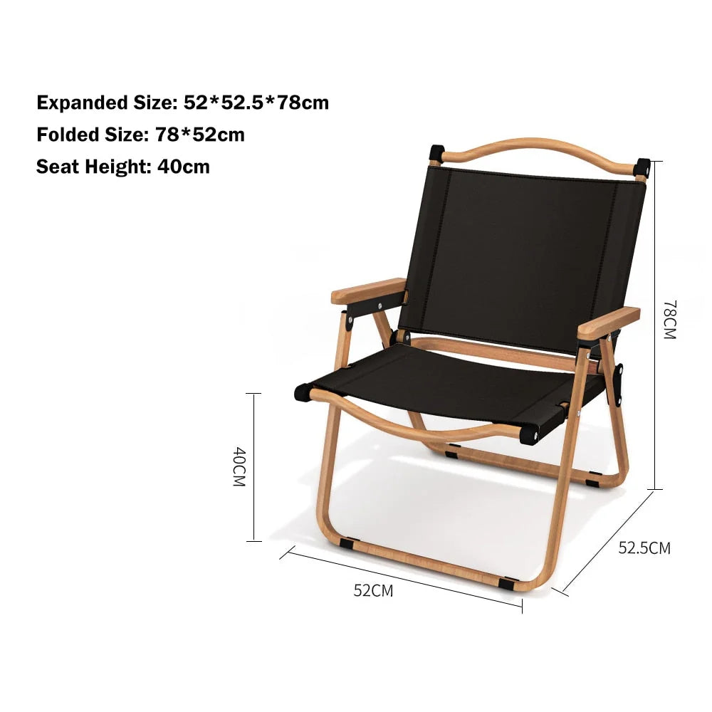 Outdoor Chair | Foldable & Lightweight Oxford Fabric | Beech Wood Armrests