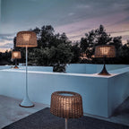 Outdoor Floor Lamp | Woven Rattan Shade & Warm LED | IP65