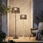 Outdoor Floor Lamp | Woven Rattan Shade & Warm LED | IP65