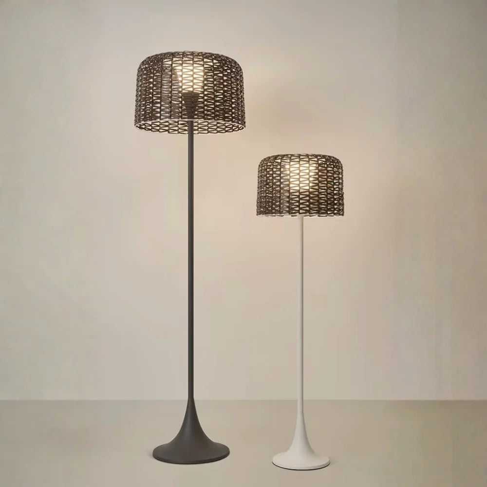 Outdoor Floor Lamp | Woven Shade & Warm LED | IP65