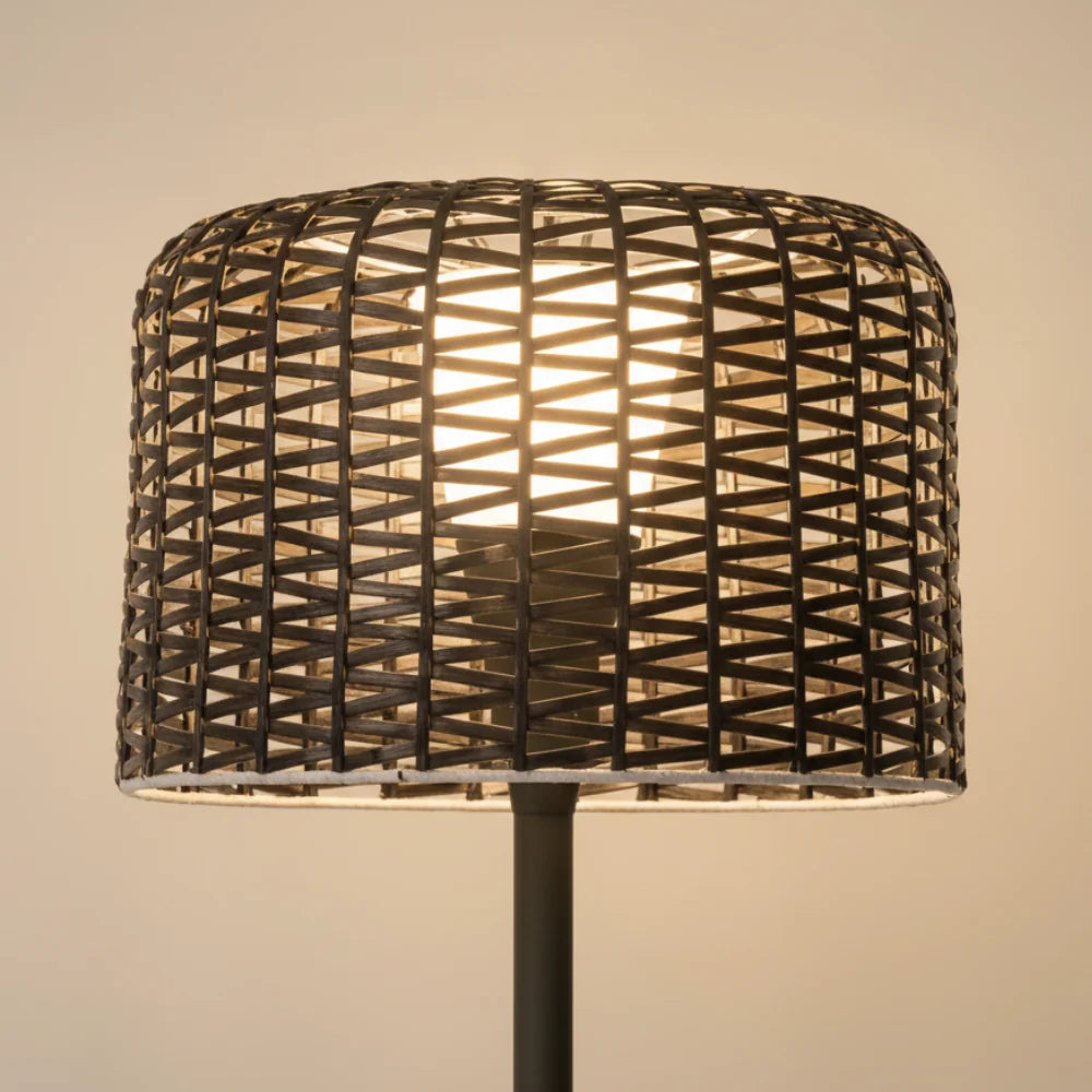 Outdoor Floor Lamp | Woven Shade & Warm LED | IP65