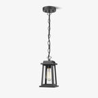 Outdoor Pendant Light | Classic Lantern Metal Frame | Clear Glass Panels