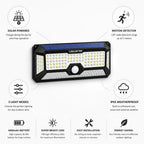 Outdoor Motion Sensor Light | Solar-Powered & IP65 Weatherproof | 120° Detection