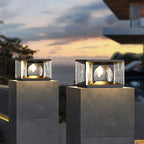 Outdoor Pillar Light | Cylindrical Metal Frame & Glass Panels | LED Bulb