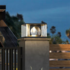 Outdoor Pillar Light | Cylindrical Metal Frame & Glass Panels | LED Bulb