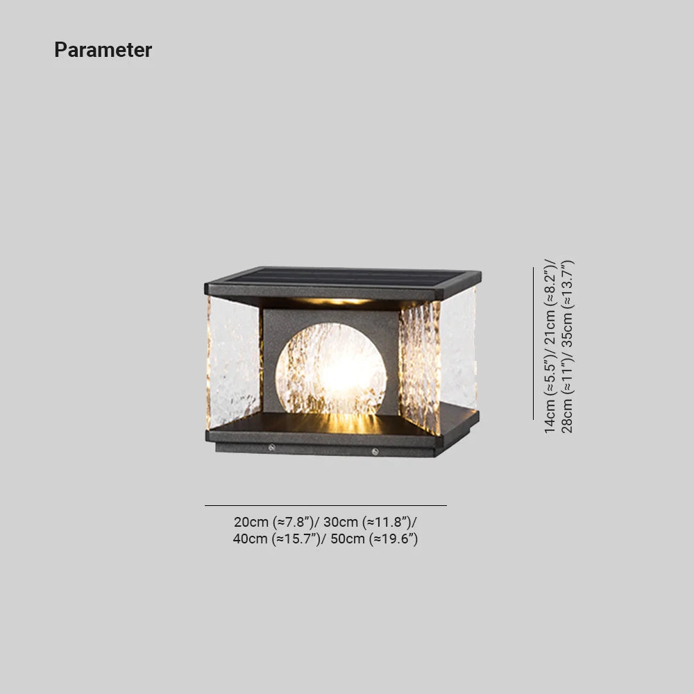 Outdoor Pillar Light | Cylindrical Metal Frame & Glass Panels | LED Bulb