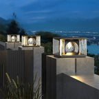 Outdoor Pillar Light | Cylindrical Metal Frame & Glass Panels | LED Bulb
