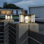 Outdoor Pillar Light | Cylindrical Metal Frame & Glass Panels | LED Bulb