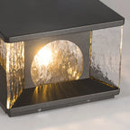 Outdoor Pillar Light | Cylindrical Metal Frame & Glass Panels | LED Bulb