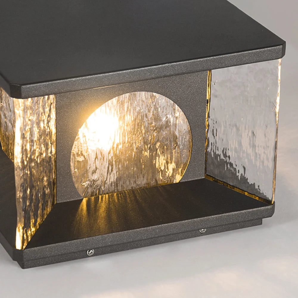 Outdoor Pillar Light | Cylindrical Metal Frame & Glass Panels | LED Bulb