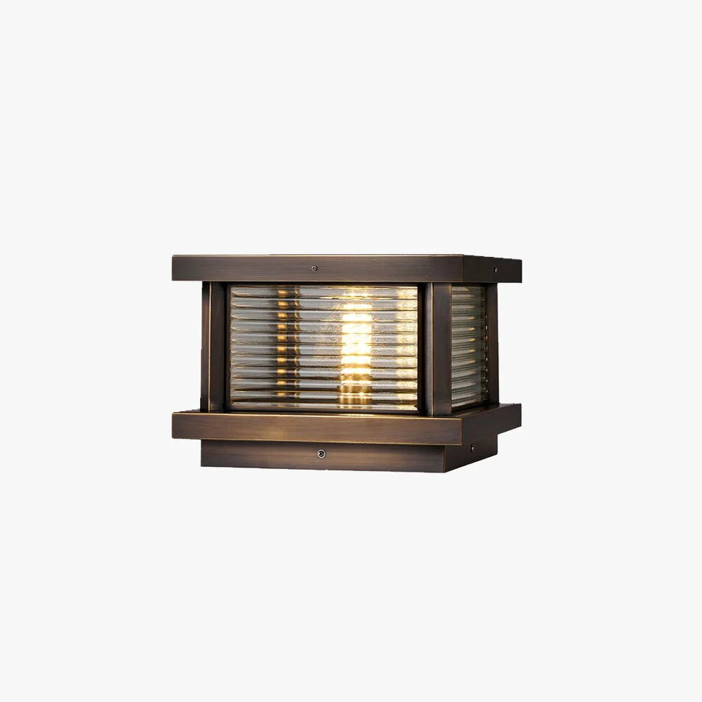Outdoor Pillar Light | Rectangular Metal & Glass Shade | Post-Mount Hardwired