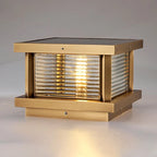Outdoor Pillar Light | Rectangular Metal & Glass Shade | Post-Mount Hardwired