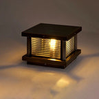 Outdoor Pillar Light | Rectangular Metal & Glass Shade | Post-Mount Hardwired