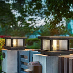 Outdoor Pillar Light | Rectangular Metal & Glass Shade | Post-Mount Hardwired