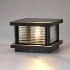 Outdoor Pillar Light | Rectangular Metal & Glass Shade | Post-Mount Hardwired