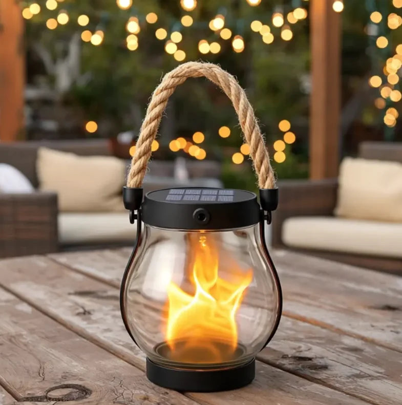 Outdoor Solar Lantern | Realistic Flickering Flame & Weatherproof | Up to 12 Hours