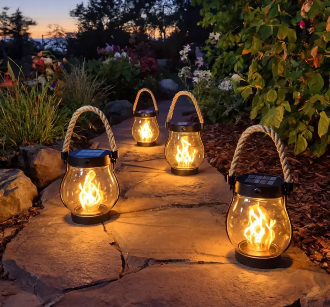 Outdoor Solar Lantern | Realistic Flickering Flame & Weatherproof | Up to 12 Hours