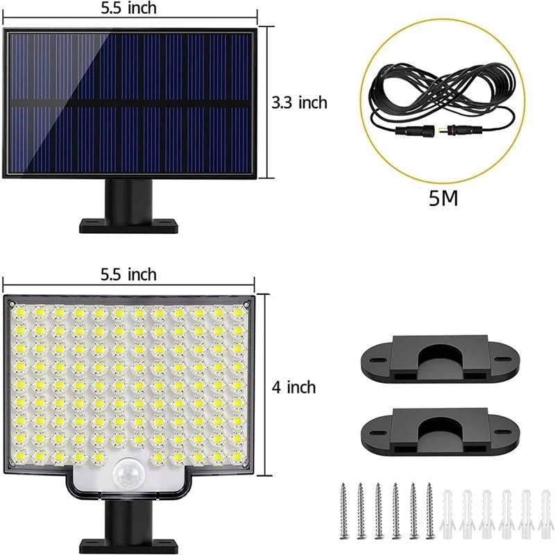 Outdoor Solar Light | Motion-Activated & IP65 Weatherproof | 5m Cable