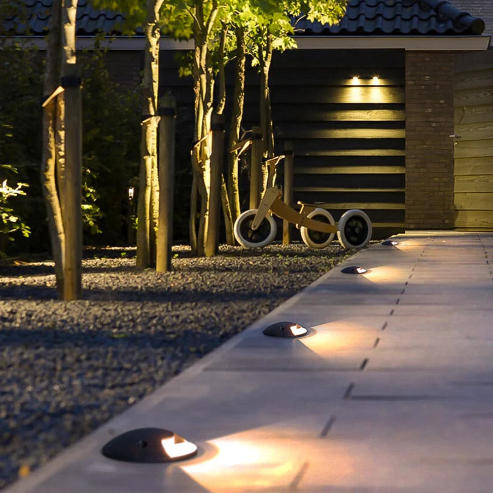 Outdoor Step & Deck Light | Metal Body & Glass Cap Shade | Weatherproof