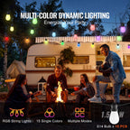 Outdoor String Lights | App-Controlled RGB & Weather-Resistant | 50 Ft
