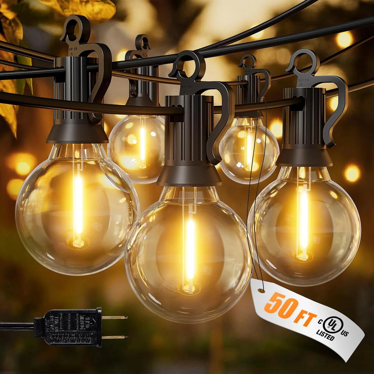 Outdoor String Lights | Waterproof Shatterproof LED | 50 Ft