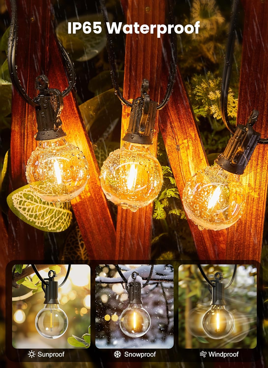 Outdoor String Lights | Waterproof Shatterproof LED | 50 Ft