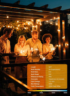 Outdoor String Lights | Waterproof Shatterproof LED | 50 Ft