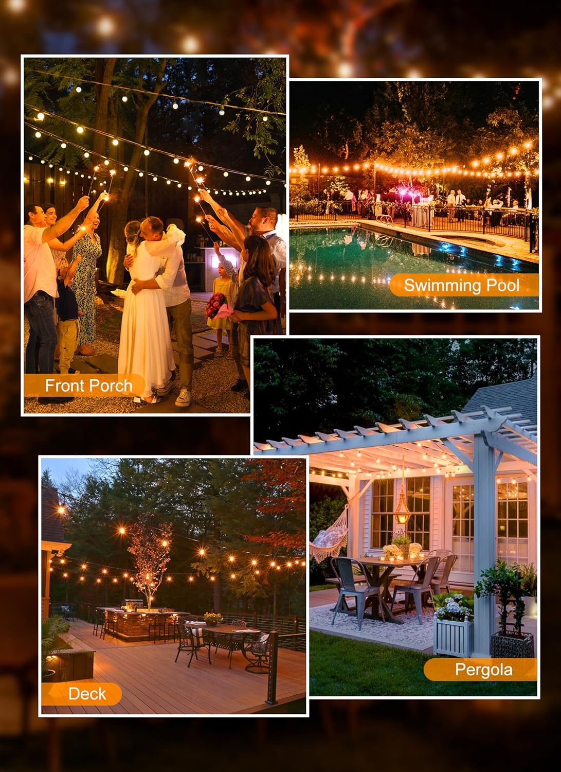 Outdoor String Lights | Waterproof Shatterproof LED | 50 Ft