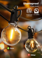 Outdoor String Lights | Waterproof Shatterproof LED | 50 Ft
