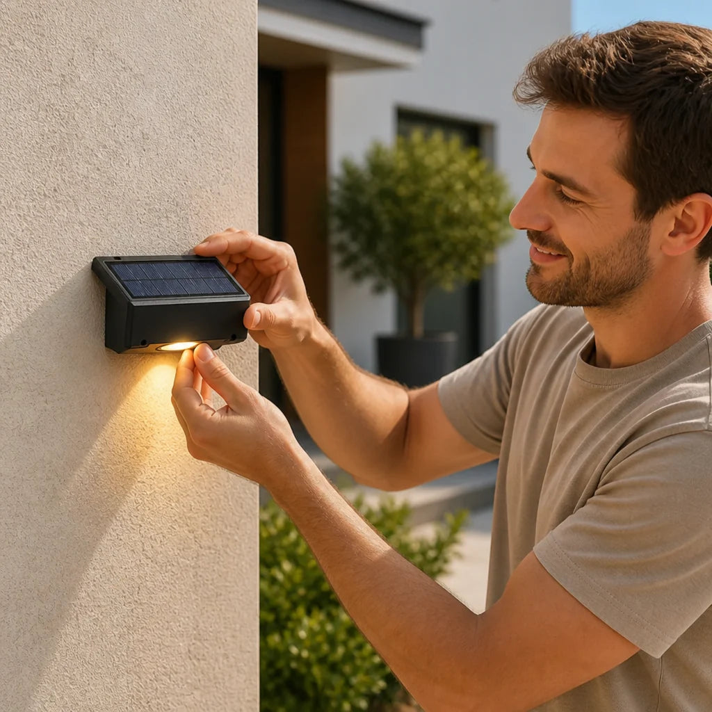 Outdoor Wall Light | Solar-Powered Automatic Dusk Sensor & Weatherproof