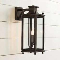 Outdoor Wall Light | Vintage Lantern Brass & Glass | IP65