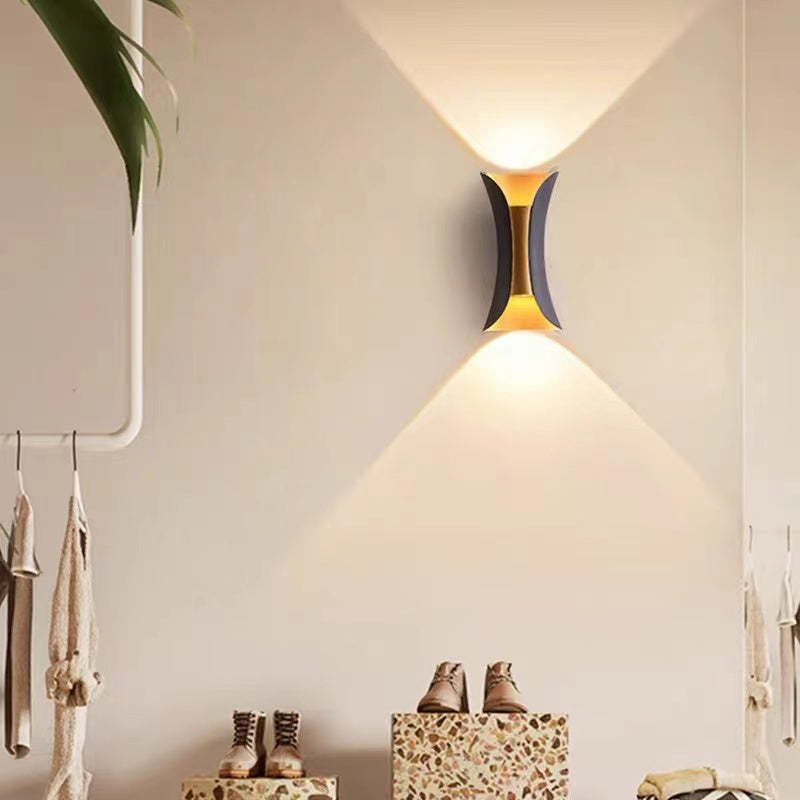 Outdoor LED Wall Light | Slim Black & Gold Metal | Weather-Resistant
