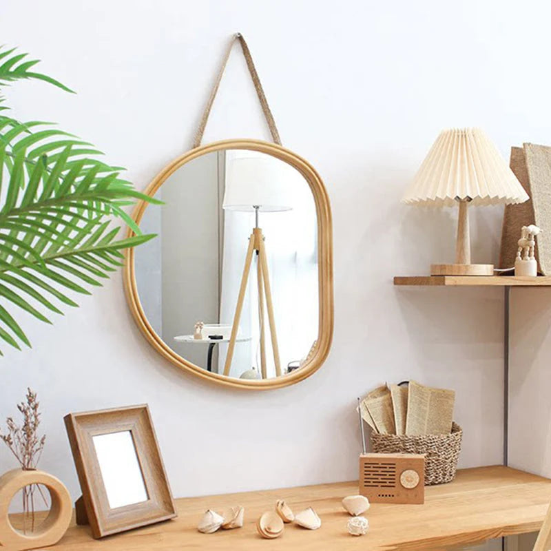 Oval Wall Mirror | Nordic Multi-Layer Wood Frame & Tempered Glass