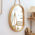 Oval Wall Mirror | Nordic Multi-Layer Wood Frame & Tempered Glass