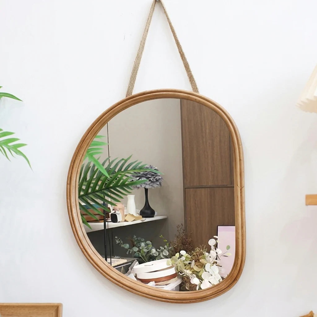 Oval Wall Mirror | Nordic Multi-Layer Wood Frame & Tempered Glass