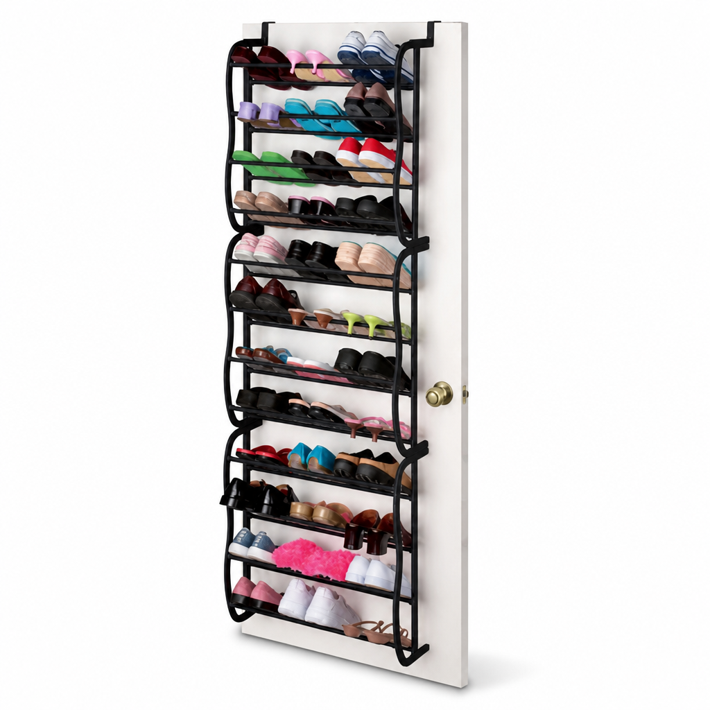Over-the-Door Shoe Organizer | Space-Saving Multi-Tier Metal | Tool-Free Setup