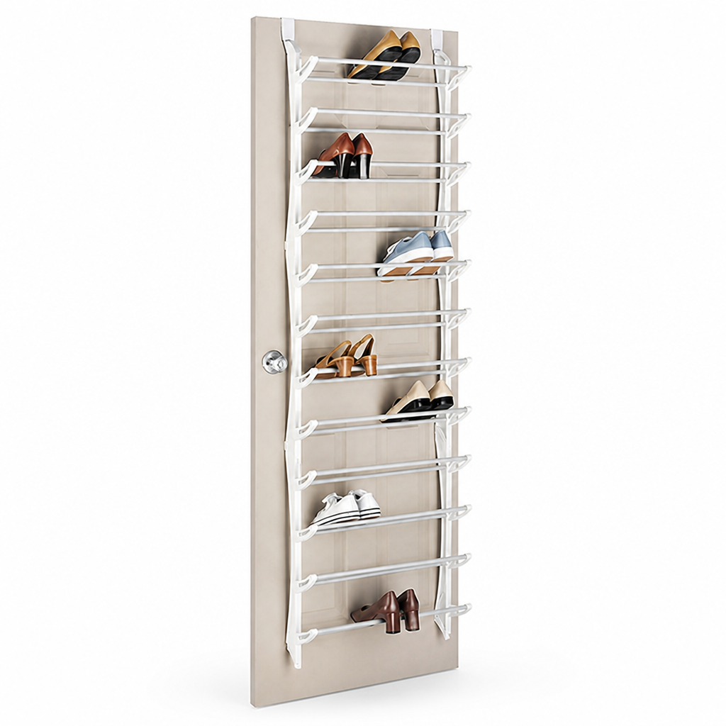 Over-the-Door Shoe Organizer | Space-Saving Multi-Tier Metal | Tool-Free Setup