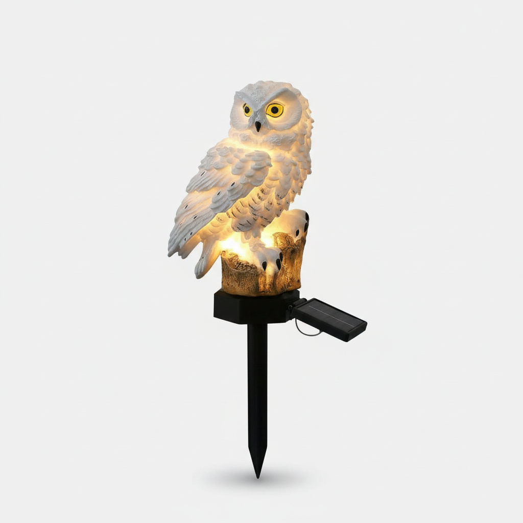Solar Garden Light | Owl-Shaped Resin Design & Ground Spike | 45 cm