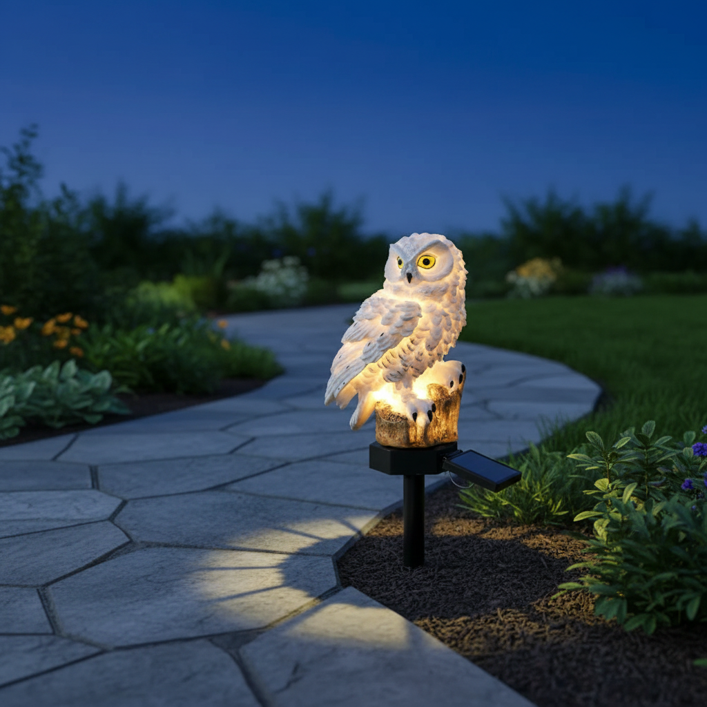 Solar Garden Light | Owl-Shaped Resin Design & Ground Spike | 45 cm