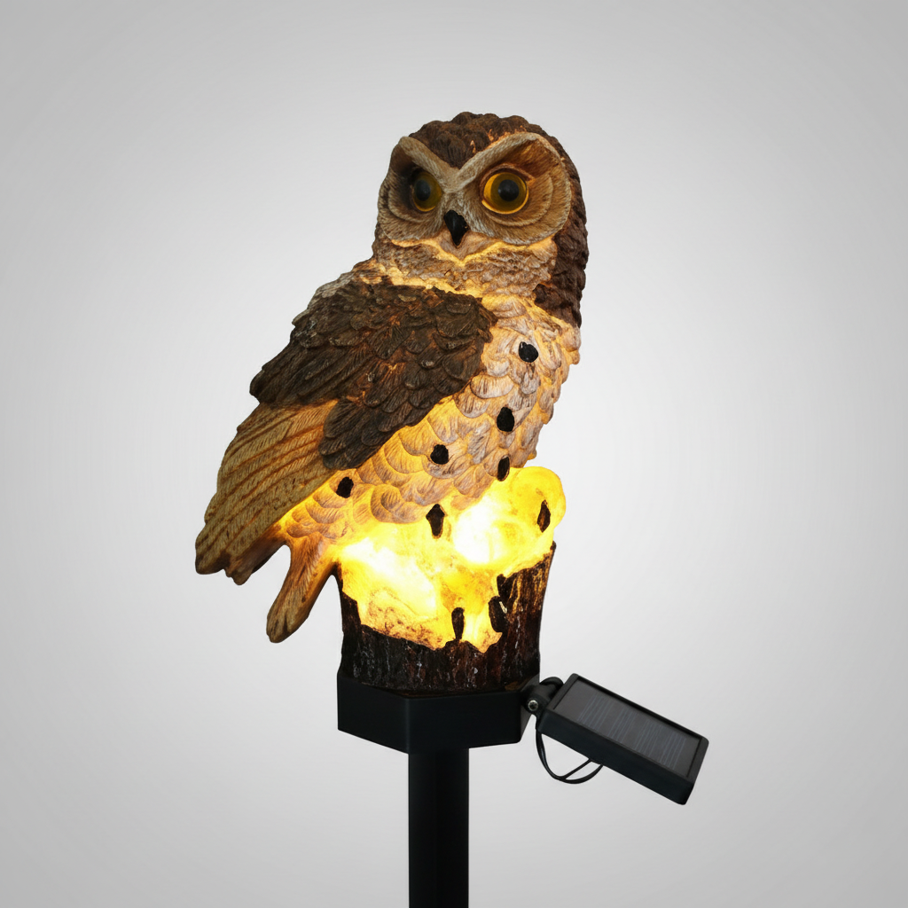 Solar Garden Light | Owl-Shaped Resin Design & Ground Spike | 45 cm