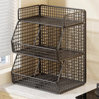 Pantry Organizer | Stackable Wire & Two Open-Front Baskets