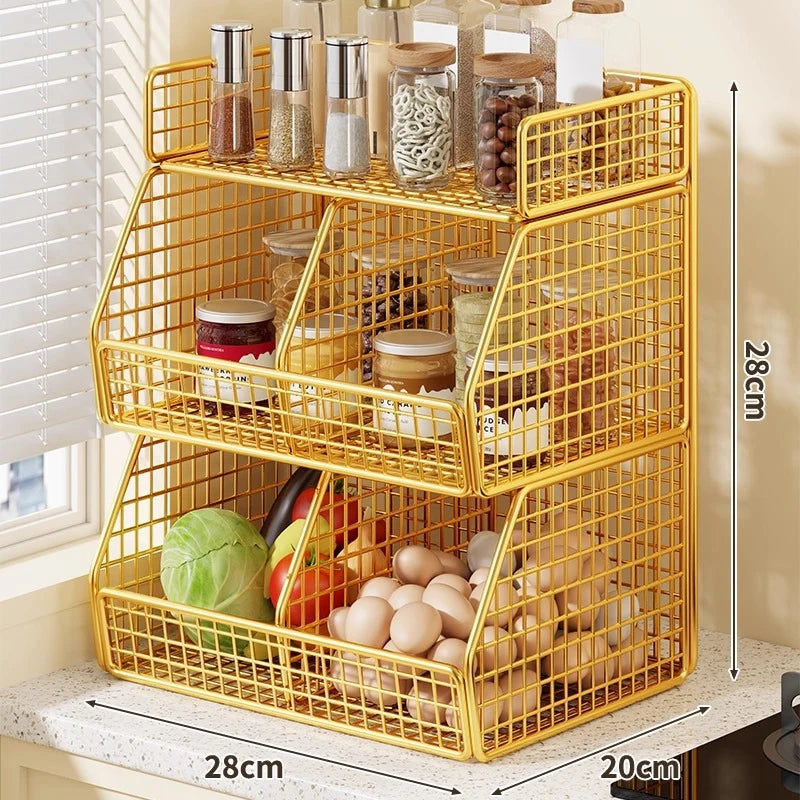 Pantry Organizer | Stackable Wire & Two Open-Front Baskets