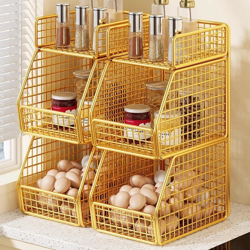 Pantry Organizer | Stackable Wire & Two Open-Front Baskets