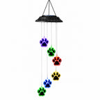 Paw Print Wind Chime | Solar-Powered & Color-Changing | Six Paw Prints