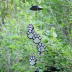Paw Print Wind Chime | Solar-Powered & Color-Changing | Six Paw Prints